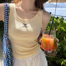 上衣 無胸墊寬肩帶絕美內搭大碼 黃色吊帶小背心女外穿2025夏季 新款