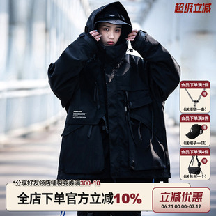 AOGZ工裝 痞帥機(jī)能風(fēng)多口袋夾克三合一沖鋒上衣 外套男女生春秋新款