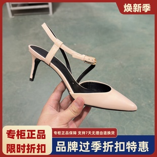 涼鞋 貓跟優雅時尚 SLP118097 春夏真皮尖頭淺口單鞋 SL露娜專柜正品