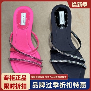 女SL122036 涼鞋 露娜女鞋 SL春夏外穿優雅貓跟一字涼拖露趾鑲鉆時尚