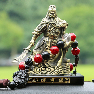 汽車擺件合金關公香水座車載香水擺件武財神關二爺平安內飾品代發