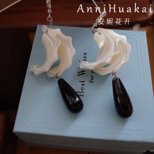 隨性耳扣耳釘高級感耳飾 海邊度假風立體貝殼耳環小眾個性 海浪