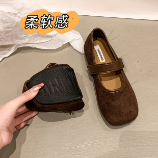 潮流百搭配裙子淺口豆豆單鞋 仙女風平底瑪麗珍鞋 女2025年初春新款