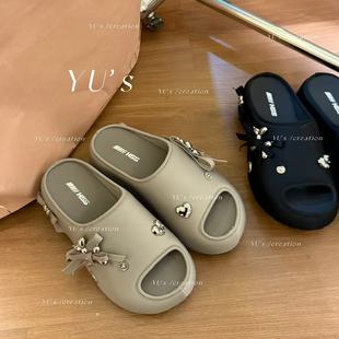 超輕7cm萊卡涼感鉆飾休閑百搭小個子厚底涼拖拖鞋 H55女鞋 鯨魚