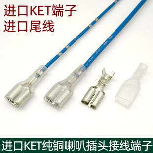 進口汽車通用純銅喇叭線車用蝸牛喇叭插片插頭接頭接線端子連接線