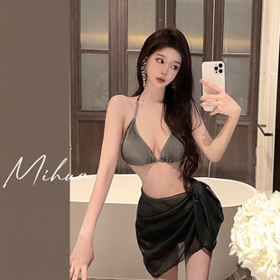 分體高級感度假 裙式 Miss米花比基尼泳衣女三件套性感2025新款 爆款