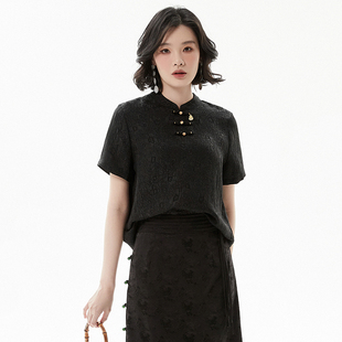 寬松復古減齡襯衫 奧萊專柜品牌撤柜正品 新中式 2025新款 女 NY夏裝