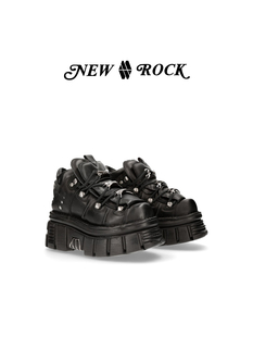 增高網紅款 NewRock西班牙潮牌復古金屬朋克厚底高幫鞋 真皮潮鞋