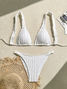 溫泉辣妹bikini 比基尼海邊度假顯瘦泳裝 歐美新款 ins超性感三點式