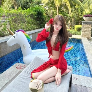 比基尼泳衣女2025新款 三亞分體泳衣性感海邊度假純欲顯瘦沙灘裙式