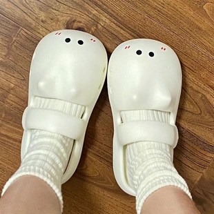 情侶居家防滑包頭防撞沙灘涼鞋 外穿洞洞鞋 踩屎 e女夏季 貓咪涼拖鞋