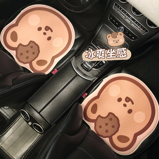 汽車坐墊四季 通用小熊可愛卡通后排座墊女士車內透氣蜂窩網座椅套