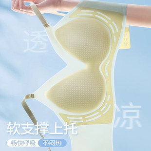 無痕裸感冰涼內衣聚攏無鋼圈超薄透氣簡約裹胸親膚文胸女