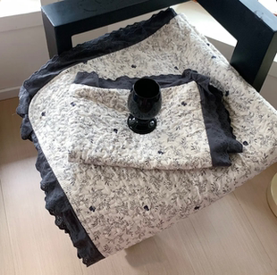 韓式 花邊碎花夾棉加厚雙人炕蓋可水洗 全棉絎縫花邊床蓋三件套法式