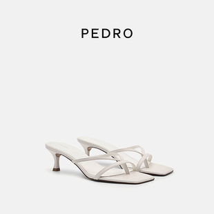 PEDRO夾趾小貓跟涼鞋 26760049 25春夏方頭舒適不累腳涼拖PW1