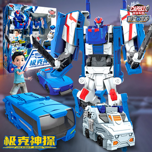 咖寶車神之時空守護極克神探變形汽車玩具機器人未來客車合體卡寶