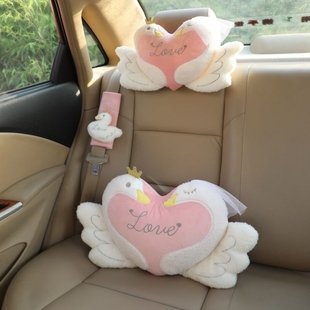 車(chē)用汽車(chē)頭枕護(hù)頸四季 通用卡通可愛(ài)車(chē)載護(hù)腰靠背墊車(chē)內(nèi)安全帶肩套