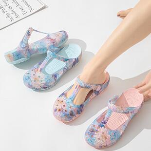 包頭夏季 洞洞鞋 外穿大碼 沙灘防滑軟底海邊厚底果凍鞋 0713r 女涼鞋