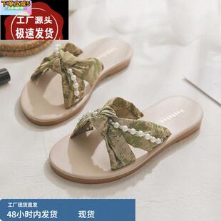 小涼拖鞋 平底絕美配裙子 女夏外穿2025 真皮海邊沙灘法式 羊皮版