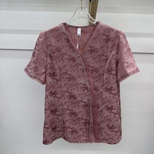 夏季 女裝 顯瘦國(guó)風(fēng)媽媽裝 21專柜正品 上衣21 修身 新款 V領(lǐng)短袖 時(shí)尚