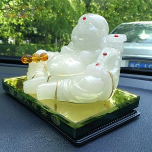 廠家直銷汽車香水座 漢白玉特大拉絲變色佛車載擺件v2 萬事如意