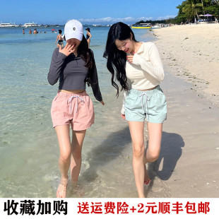 2025新款 防曬遮肚顯瘦少女海邊度假漂流沖浪潛水服 分體泳衣女長(zhǎng)袖