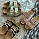 休閑一字拖復(fù)古刺繡羅馬涼鞋 松糕厚底勃肯涼拖鞋 女夏外穿2025新款
