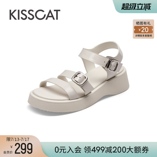 新款 休閑運(yùn)動(dòng)沙灘鞋 舒適戶外厚底時(shí)裝 女輕便時(shí)尚 涼鞋 接吻貓夏季