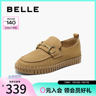 子樂福鞋 豆豆鞋 25春季 一腳蹬真皮深口單鞋 D5F1DAA5 新款 百麗女鞋