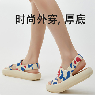 百搭厚底平底大碼 女夏踩屎感軟底一腳蹬沙灘時尚 外穿涼鞋 2025新款