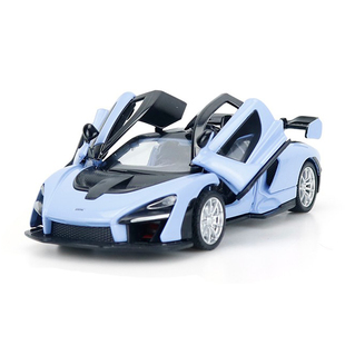 彩珀成真1 32合金汽車(chē)模型橙藍(lán)色邁凱倫塞納聲光回力開(kāi)門(mén)兒童玩具