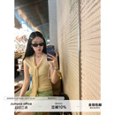 法式 設計感修身 披肩飄帶短袖 女夏季 顯瘦綿羊毛上衣 針織衫 草莓跳