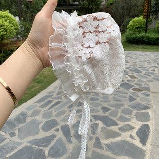 嬰兒帽子夏天薄款 蕾絲花邊公主遮陽帽春夏透氣幼兒寶寶宮廷帽女童