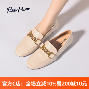 單鞋 REEMOOR睿慕復古舒適百搭樂福鞋 真皮豆豆鞋 法式 女 2025新款
