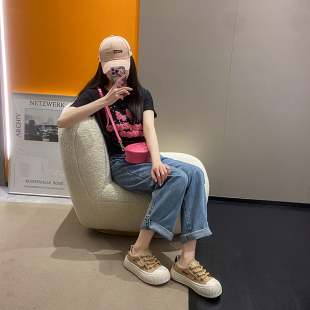 夏季 學生低幫鞋 透氣餅干鞋 韓版 子女 女ins潮厚底休閑板鞋 2025新款