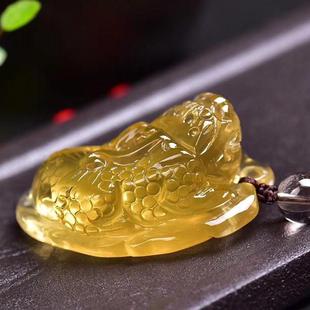 天然黃水晶貔貅一夜暴富車掛居家掛檔位掛汽車裝 飾飾品男