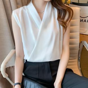 吊帶背心女外穿V領(lǐng)緞面上衣氣質(zhì)性感小眾洋氣小衫 2025夏季 無袖