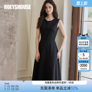 高級無袖 羅衣法式 時尚 新款 中長裙子09442 黑色大擺連衣裙2025春裝