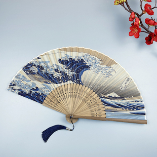 扇子折扇日式和風小折扇女式夏季復古隨身便攜折疊旗袍舞蹈走秀扇