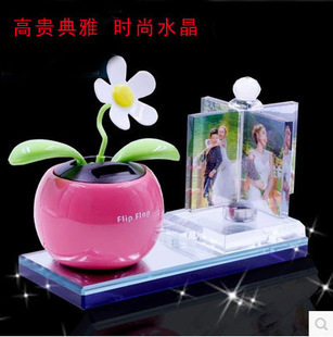 汽車照片定制香水擺件搖擺太陽花車載擺臺創意車內裝 飾品生日禮物