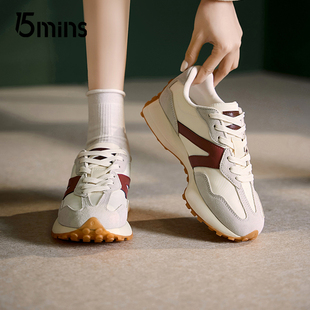 酒紅色厚底增高跑步運(yùn)動(dòng)德訓(xùn)小白鞋 15mins阿甘鞋 新款 2025春季 女款