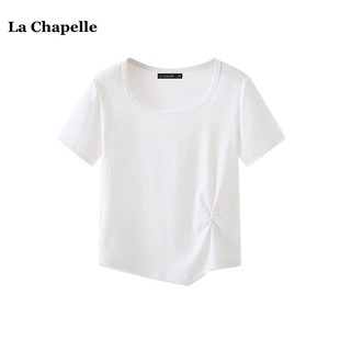 新款 Chapelle法式 T恤女夏季 設計感紐結上衣 方領短袖 拉夏貝爾