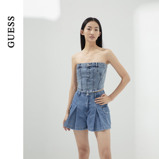 性感時尚 女設計款 GUESS 辣妹牛仔抹胸 李孝利同款