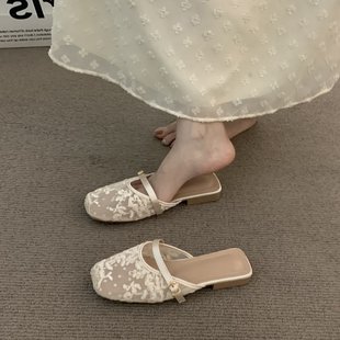 溫柔仙女瑪麗珍半拖鞋 女夏季 高級(jí)配裙子氣質(zhì)包頭涼鞋 胖東來(lái)法式