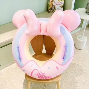 兒童游泳圈2025新款 3歲5歲女童粉冰淇淋防側(cè)翻兩歲三歲寶寶游泳圈