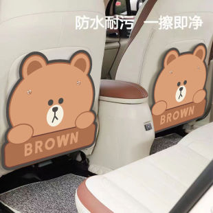 汽車座椅椅背防踢墊兒童后排耐臟防磨車內卡通靠背防臟防護收納袋
