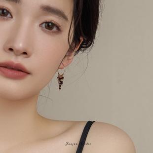 JUNJUN自制小眾復古手作度假流蘇進口彩珠美產14k包金不掉色耳環