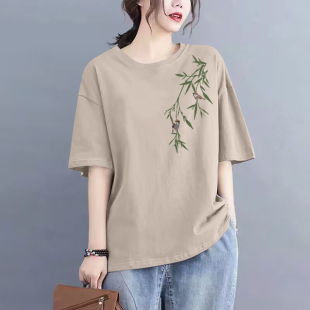品牌清倉外貿出口100%純棉夏短袖 上衣 t恤女休閑氣質寬松洋氣時尚