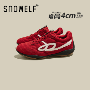 復(fù)古賽車女鞋 紅色內(nèi)增高德訓(xùn)鞋 輕便薄底運(yùn)動(dòng)休閑鞋 夏季 女2025新款
