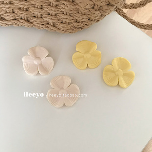 Heeyo 海邊夸張大花朵銀耳釘復(fù)古度假清新彩色耳夾耳環(huán) 春日漫花